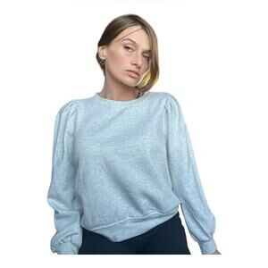 ethereal sweater paper crane small Light gray pullover crewneck, puff sleeves​